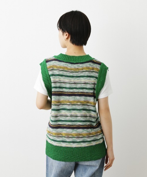RODEO CROWNS WIDE BOWL（ロデオクラウンズワイドボウル）の「ランダムボーダーニットベスト（ベスト・レディース・グリーン系その他/ブラック系その他・FREE）」の8枚目の写真