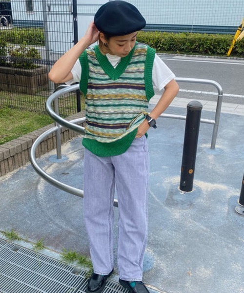 RODEO CROWNS WIDE BOWL（ロデオクラウンズワイドボウル）の「ランダムボーダーニットベスト（ベスト・レディース・グリーン系その他/ブラック系その他・FREE）」の16枚目の写真