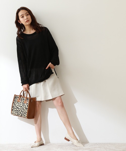 N.(N. Natural Beauty Basic)(エヌエヌナチュラルビューティーベーシック)の「◆柄メッシュニット(ニット/セーター・レディース・ブラック/オレンジ/ナチュラル・MEDIUM)」の4枚目の写真