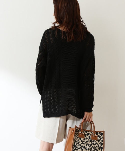 N.(N. Natural Beauty Basic)(エヌエヌナチュラルビューティーベーシック)の「◆柄メッシュニット(ニット/セーター・レディース・ブラック/オレンジ/ナチュラル・MEDIUM)」の6枚目の写真