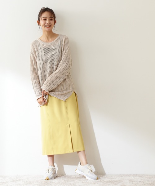 N.(N. Natural Beauty Basic)(エヌエヌナチュラルビューティーベーシック)の「◆柄メッシュニット(ニット/セーター・レディース・ブラック/オレンジ/ナチュラル・MEDIUM)」の7枚目の写真