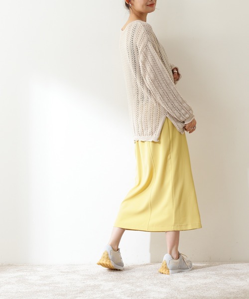 N.(N. Natural Beauty Basic)(エヌエヌナチュラルビューティーベーシック)の「◆柄メッシュニット(ニット/セーター・レディース・ブラック/オレンジ/ナチュラル・MEDIUM)」の8枚目の写真