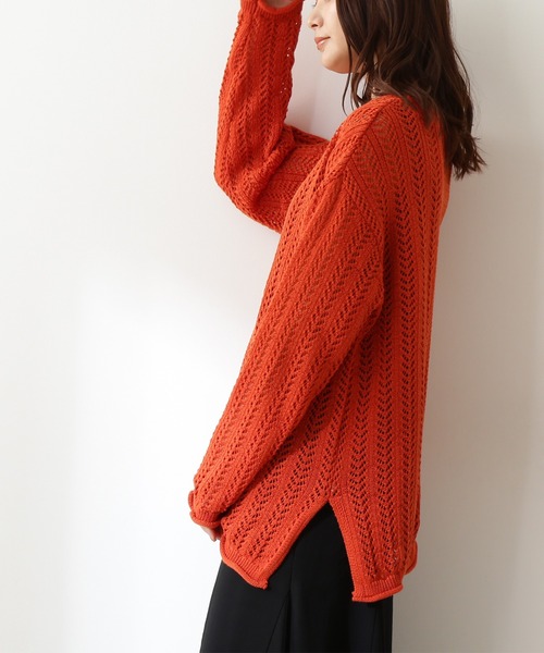 N.(N. Natural Beauty Basic)(エヌエヌナチュラルビューティーベーシック)の「◆柄メッシュニット(ニット/セーター・レディース・ブラック/オレンジ/ナチュラル・MEDIUM)」の12枚目の写真