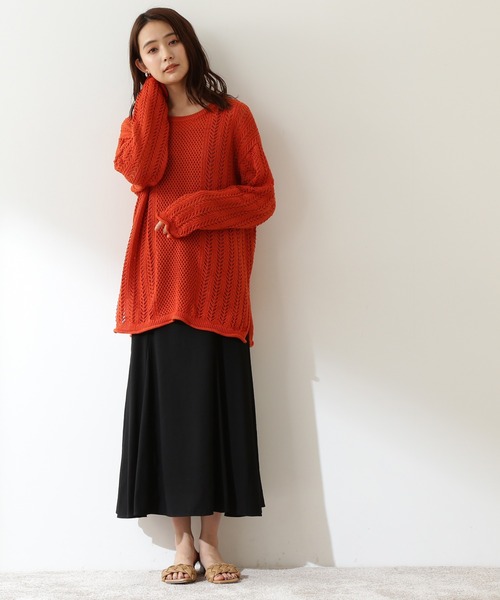 N.(N. Natural Beauty Basic)(エヌエヌナチュラルビューティーベーシック)の「◆柄メッシュニット(ニット/セーター・レディース・ブラック/オレンジ/ナチュラル・MEDIUM)」の10枚目の写真