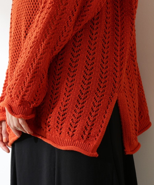 N.(N. Natural Beauty Basic)(エヌエヌナチュラルビューティーベーシック)の「◆柄メッシュニット(ニット/セーター・レディース・ブラック/オレンジ/ナチュラル・MEDIUM)」の15枚目の写真