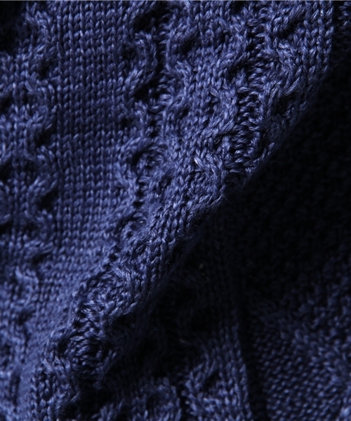 TATRAS CONCEPT STORE(タトラスコンセプトストア)の「03byKNITT03(ゼロスリー)ケーブルニットジャケット(テーラードジャケット・メンズ・グレー/ネイビー・1/2)」の12枚目の写真