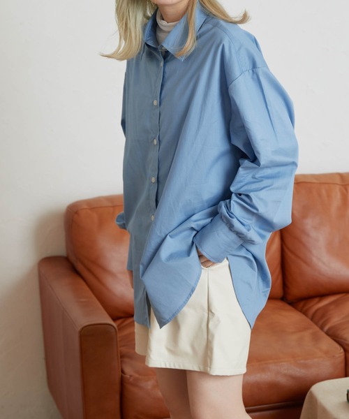 WEGO（ウィゴー）の「WEGO/カラーオーバーサイズシャツ（シャツ/ブラウス・レディース・ホワイト/サックスブルー/ピンク・FREE）」の10枚目の写真