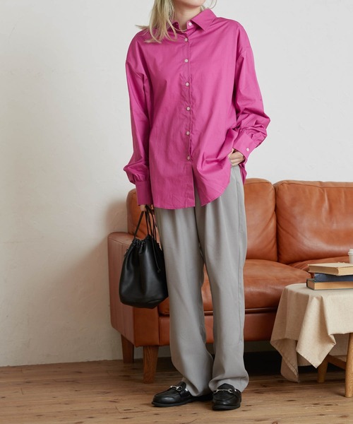 WEGO（ウィゴー）の「WEGO/カラーオーバーサイズシャツ（シャツ/ブラウス・レディース・ホワイト/サックスブルー/ピンク・FREE）」の12枚目の写真