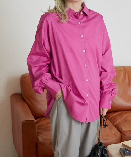 WEGO（ウィゴー）の「WEGO/カラーオーバーサイズシャツ（シャツ/ブラウス・レディース・ホワイト/サックスブルー/ピンク・FREE）」の13枚目の写真