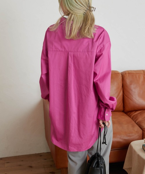 WEGO（ウィゴー）の「WEGO/カラーオーバーサイズシャツ（シャツ/ブラウス・レディース・ホワイト/サックスブルー/ピンク・FREE）」の15枚目の写真