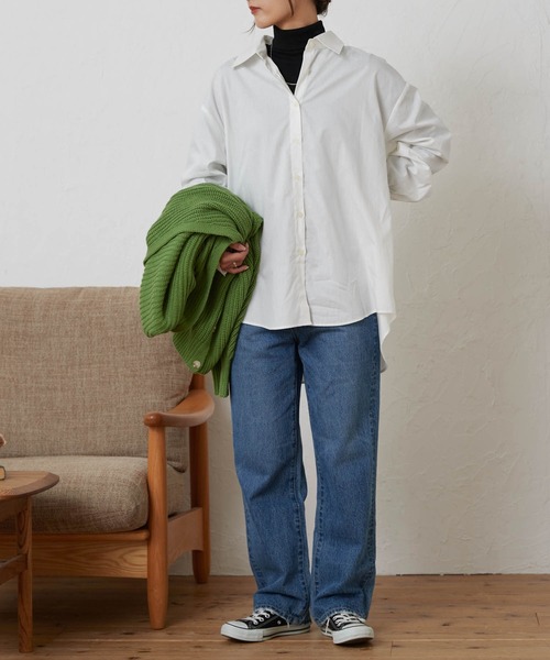 WEGO（ウィゴー）の「WEGO/カラーオーバーサイズシャツ（シャツ/ブラウス・レディース・ホワイト/サックスブルー/ピンク・FREE）」の4枚目の写真