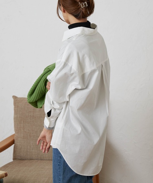 WEGO（ウィゴー）の「WEGO/カラーオーバーサイズシャツ（シャツ/ブラウス・レディース・ホワイト/サックスブルー/ピンク・FREE）」の6枚目の写真