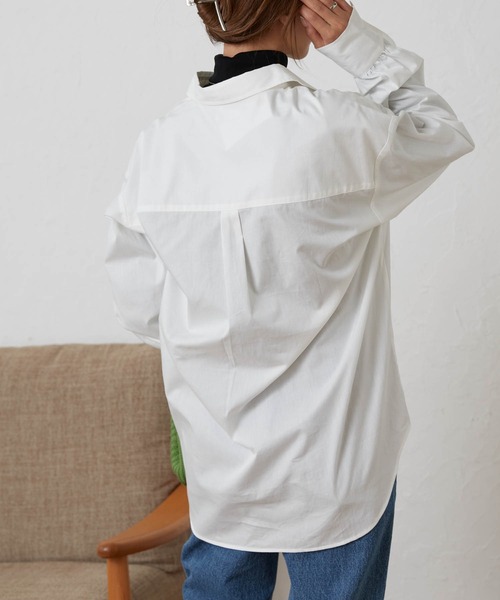 WEGO（ウィゴー）の「WEGO/カラーオーバーサイズシャツ（シャツ/ブラウス・レディース・ホワイト/サックスブルー/ピンク・FREE）」の7枚目の写真