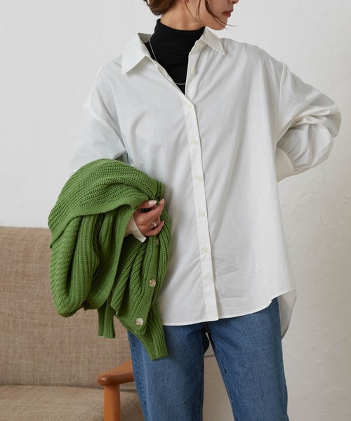 WEGO（ウィゴー）の「WEGO/カラーオーバーサイズシャツ（シャツ/ブラウス・レディース・ホワイト/サックスブルー/ピンク・FREE）」の5枚目の写真