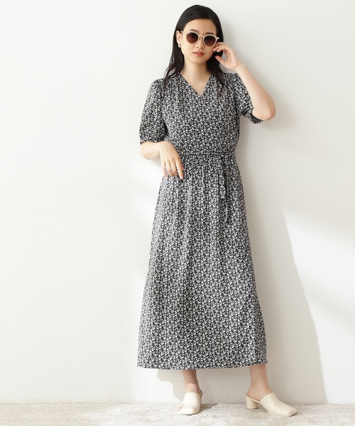 N.（N. Natural Beauty Basic）（エヌエヌナチュラルビューティーベーシック）の「【S Size Line】◆フラワープリントカシュクールワンピース（ワンピース・レディース・ホワイト系その他/ブラック系その他/グリーン系その他・SMALL/MEDIUM）」の6枚目の写真