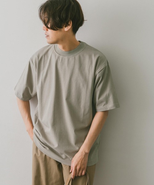 URBAN RESEARCH DOORS（アーバンリサーチドアーズ）の「シルケットライクネックリブTシャツ（Tシャツ/カットソー・メンズ・ブラウン/ベージュ系その他/ネイビー・MEDIUM/LARGE）」の4枚目の写真