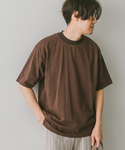 URBAN RESEARCH DOORS（アーバンリサーチドアーズ）の「シルケットライクネックリブTシャツ（Tシャツ/カットソー・メンズ・ブラウン/ベージュ系その他/ネイビー・MEDIUM/LARGE）」の18枚目の写真