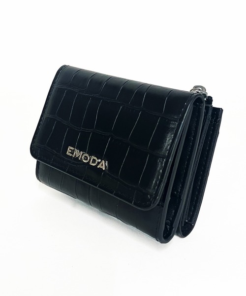 EMODAちゃん  黒の三つ折り財布 ゴールド金具 楽天市場】EMODA/エモダ 牛革シュリンクバイカラー三つ折り