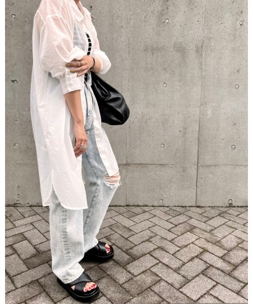 LiSeek（リシーク）の「【LiSeeK】シアーロングシャツ（シャツ/ブラウス・レディース・ホワイト/ピンク/グリーン・FREE）」の9枚目の写真