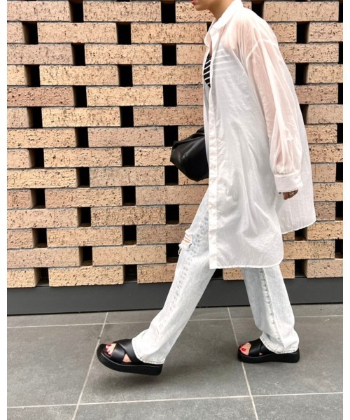 LiSeek（リシーク）の「【LiSeeK】シアーロングシャツ（シャツ/ブラウス・レディース・ホワイト/ピンク/グリーン・FREE）」の6枚目の写真