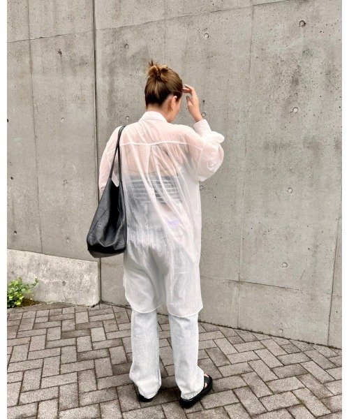 LiSeek（リシーク）の「【LiSeeK】シアーロングシャツ（シャツ/ブラウス・レディース・ホワイト/ピンク/グリーン・FREE）」の13枚目の写真