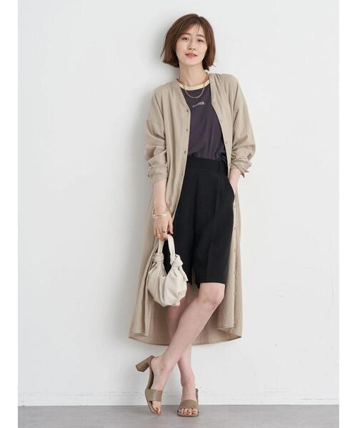 earth music&ecology(アースミュージックアンドエコロジー)の「タックハーフパンツ(その他パンツ・レディース・ライトイエロー/ライトベージュ/ブラック/ブルー系その他6・FREE)」の9枚目の写真