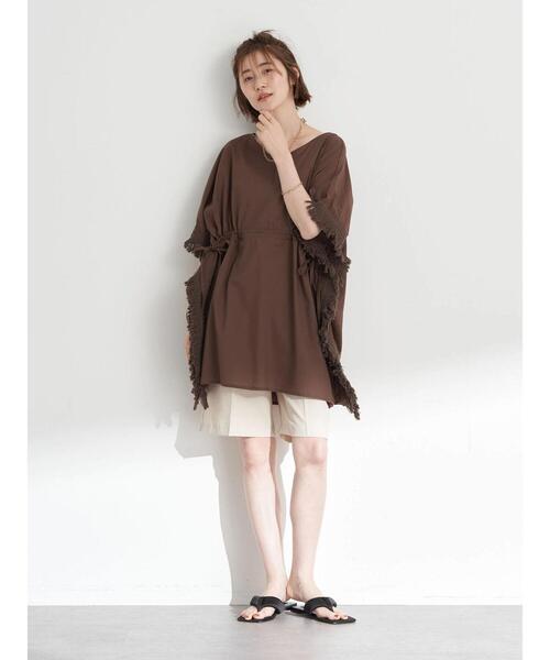 earth music&ecology(アースミュージックアンドエコロジー)の「タックハーフパンツ(その他パンツ・レディース・ライトイエロー/ライトベージュ/ブラック/ブルー系その他6・FREE)」の14枚目の写真