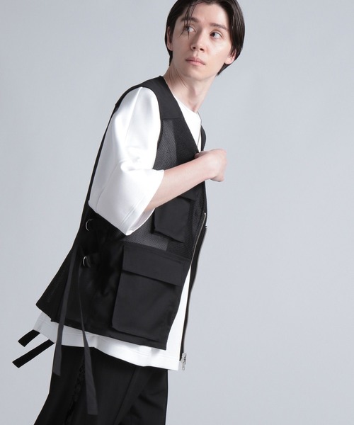 HARE（ハレ）の「サイドダブルコードメッシュベスト(HARE)（ベスト・メンズ・ブラック・FREE）」の8枚目の写真