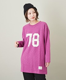 CUBE SUGAR（キューブシュガー）の「天竺カットソー長袖クルーネックフットボールTシャツ（Tシャツ/カットソー）」