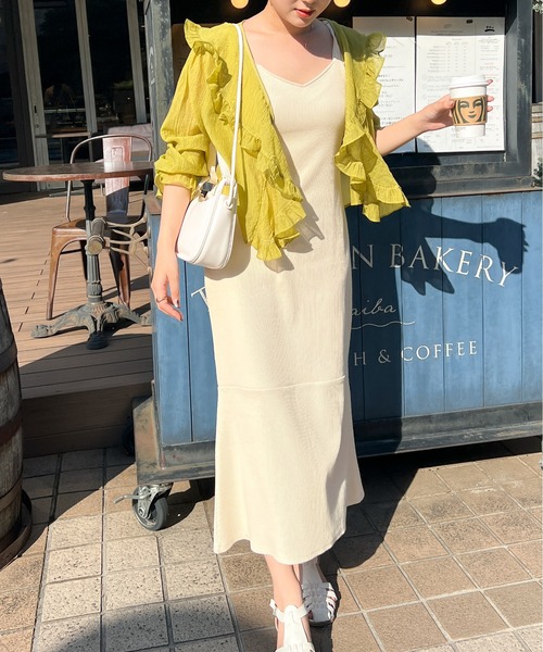 Ambre Ciel（アンブルシエル）の「ラッフルシアーカーディガン／【WEB/EC限定商品】（シャツ/ブラウス・レディース・ブラック/オフホワイト/ライトグリーン/モカ・FREE）」の19枚目の写真