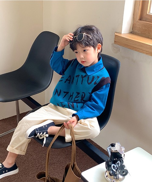aimoha(アイモハ)の「【aimoha-KIDS-】子供服 英字総柄ニットベスト(ベスト・キッズ・ブルー/ライトベージュ・90/100/110/120/130/140)」の12枚目の写真