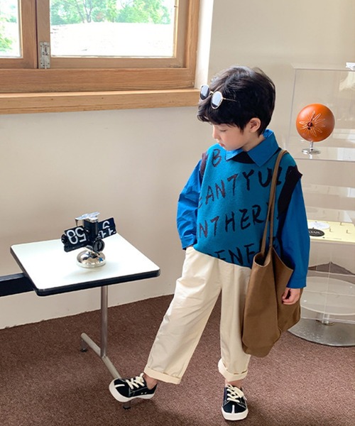 aimoha(アイモハ)の「【aimoha-KIDS-】子供服 英字総柄ニットベスト(ベスト・キッズ・ブルー/ライトベージュ・90/100/110/120/130/140)」の16枚目の写真