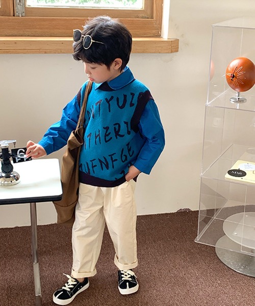 aimoha(アイモハ)の「【aimoha-KIDS-】子供服 英字総柄ニットベスト(ベスト・キッズ・ブルー/ライトベージュ・90/100/110/120/130/140)」の17枚目の写真
