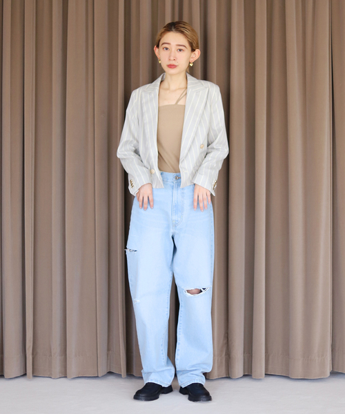 SLOBE citron.（スローブシトロン）の「SLOBE citron.ダメージデニム（デニムパンツ・レディース・サックスブルー・38/36）」の2枚目の写真