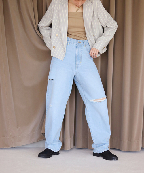 SLOBE citron.（スローブシトロン）の「SLOBE citron.ダメージデニム（デニムパンツ・レディース・サックスブルー・38/36）」の21枚目の写真