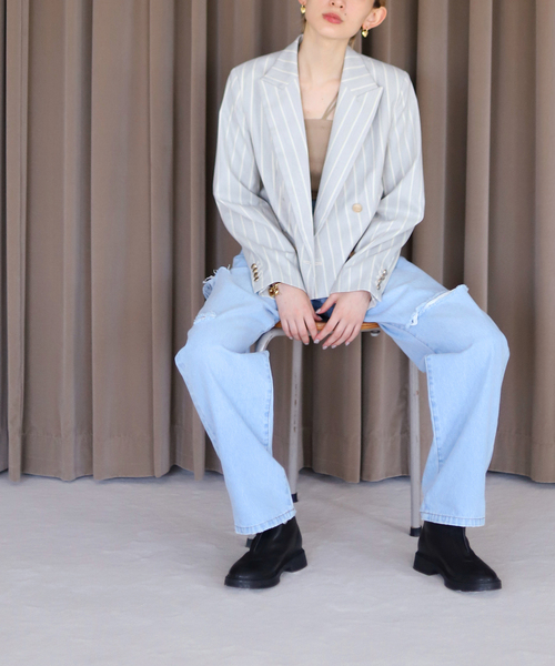 SLOBE citron.（スローブシトロン）の「SLOBE citron.ダメージデニム（デニムパンツ・レディース・サックスブルー・38/36）」の11枚目の写真