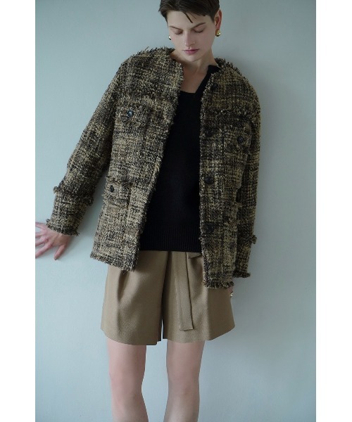 CLANE（クラネ）の「NO COLOR TWEED JACKET（ノーカラージャケット・レディース・ホワイト/ベージュ・1/2）」の5枚目の写真