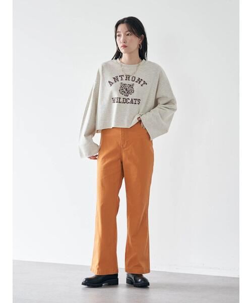 earth music&ecology(アースミュージックアンドエコロジー)の「ミニ裏毛フロッキーロゴプルオーバー(Tシャツ/カットソー・レディース・チャコールグレー/ブラウン/ホワイト系その他・FREE)」の12枚目の写真