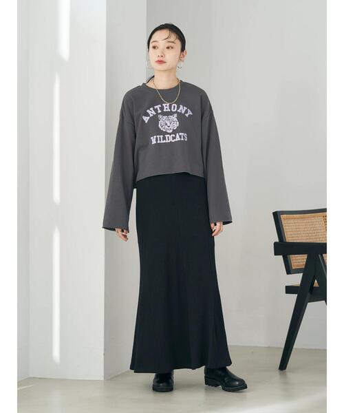 earth music&ecology(アースミュージックアンドエコロジー)の「ミニ裏毛フロッキーロゴプルオーバー(Tシャツ/カットソー・レディース・チャコールグレー/ブラウン/ホワイト系その他・FREE)」の18枚目の写真