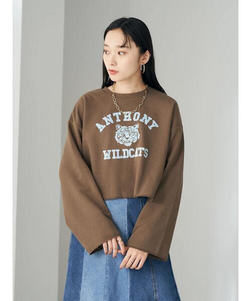 earth music&ecology(アースミュージックアンドエコロジー)の「ミニ裏毛フロッキーロゴプルオーバー(Tシャツ/カットソー・レディース・チャコールグレー/ブラウン/ホワイト系その他・FREE)」の21枚目の写真