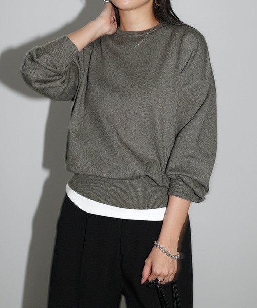 6341【美品】ブリーフィング　クルーネックニット　ボーダー　長袖　XL 6341【美品】ブリーフィング クルーネックニット ボーダー 長袖 XL