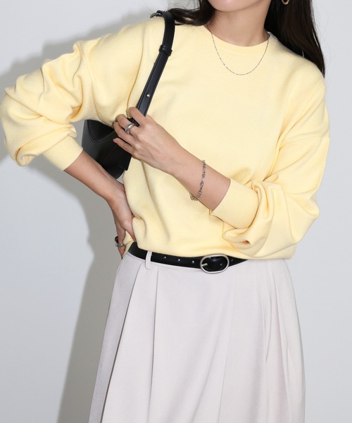 セール】【新色追加】クルーネック無地ボーダー長袖ニット