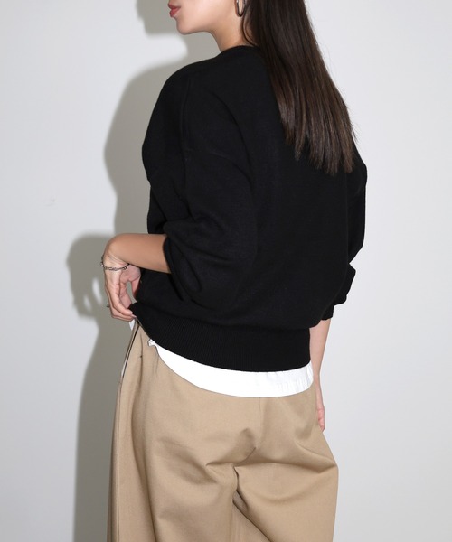 andme（アンドミー）の「【新色追加】クルーネック無地ボーダー長袖ニットトップス（ニット/セーター・レディース・ブラック/クリーム/グレー/キャメル/ピンク/グリーン/ライトイエロー/カーキオリーブ/ブルー系その他/オレンジ/ライトベージュ/レッド/ホワイト×ブラック/チャコールグレー/オフホワイト・M/L）」の20枚目の写真