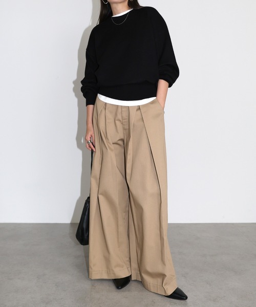 andme（アンドミー）の「【新色追加】クルーネック無地ボーダー長袖ニットトップス（ニット/セーター・レディース・ブラック/クリーム/グレー/キャメル/ピンク/グリーン/ライトイエロー/カーキオリーブ/ブルー系その他/オレンジ/ライトベージュ/レッド/ホワイト×ブラック/チャコールグレー/オフホワイト・M/L）」の19枚目の写真