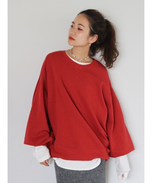 Ungrid（アングリッド）の「【WEB限定】スリーブボリュームスウェット（スウェット・レディース・ライトグレー/ブラウン/レッド/ピンク/オレンジ/ブルー/グリーン・FREE）」の6枚目の写真