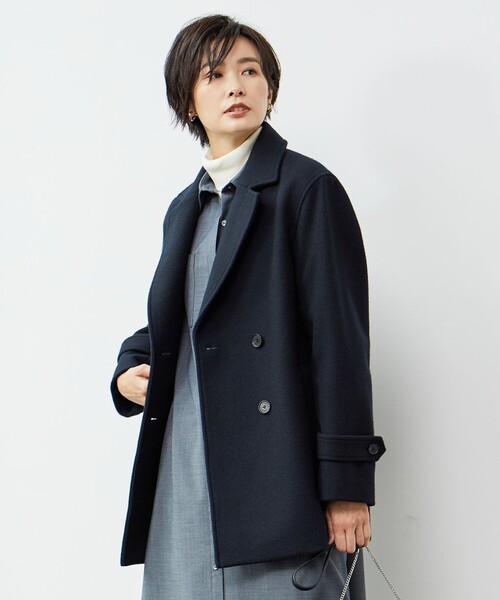 J.PRESS Ladies(J.プレス レディス)の「Jackal 140s ソフトメルトン Pコート(ピーコート・レディース・ネイビー系/ダークグリーン系/ベージュ系・XS)」の3枚目の写真