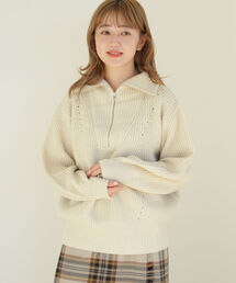 Ray BEAMS | Ray BEAMS / アゼアミ ハーフジップ ポロ ニット(ニット/セーター)