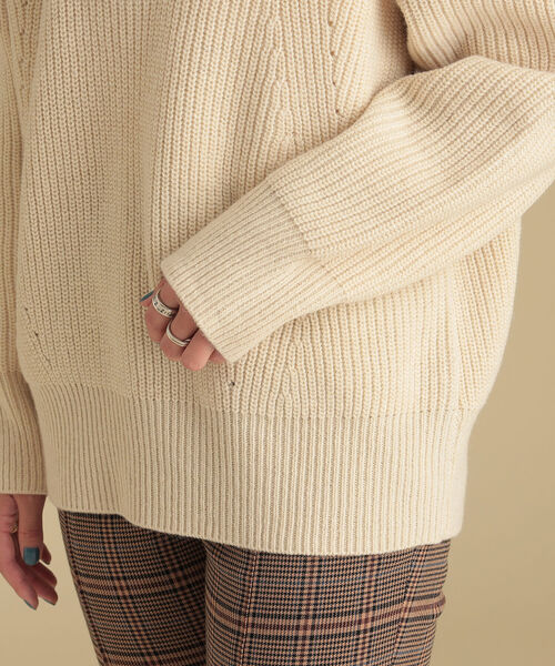 Ray BEAMS（レイビームス）の「Ray BEAMS / アゼアミ ハーフジップ ポロ ニット（ニット/セーター・レディース・オフホワイト/ブラウン・ONE SIZE）」の16枚目の写真