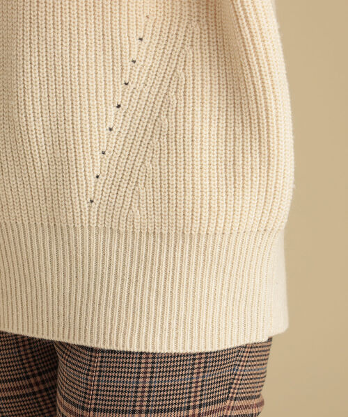 Ray BEAMS（レイビームス）の「Ray BEAMS / アゼアミ ハーフジップ ポロ ニット（ニット/セーター・レディース・オフホワイト/ブラウン・ONE SIZE）」の17枚目の写真