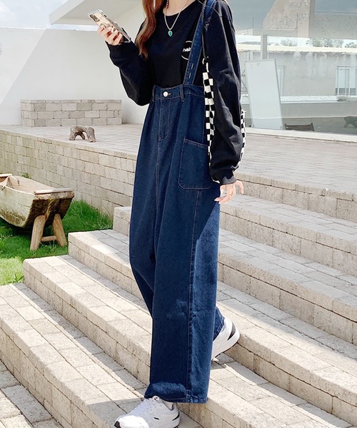 Grandeir（グランディール）の「ゆるデニムワイドサロペット（サロペット/オーバーオール・レディース・インディゴブルー・M/L/XXL/XL）」の9枚目の写真